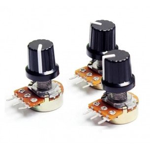 POTENCIOMETRO LINEAL 10K EJE 15mm PERILLA PLASTICA