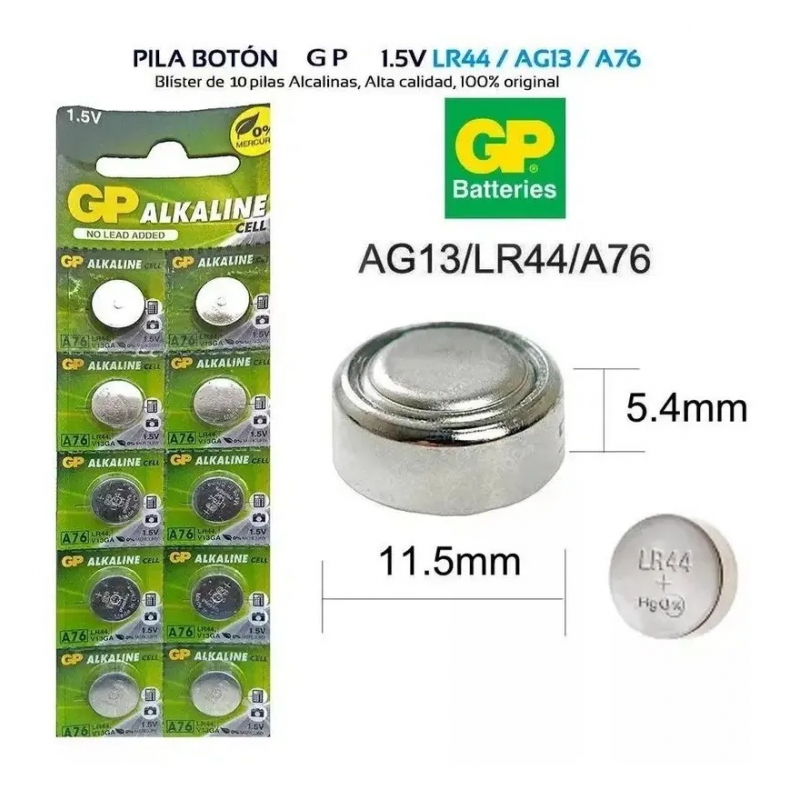 BATERIA PILA GP ALKALINE ORIGINAL A76 - Ag13