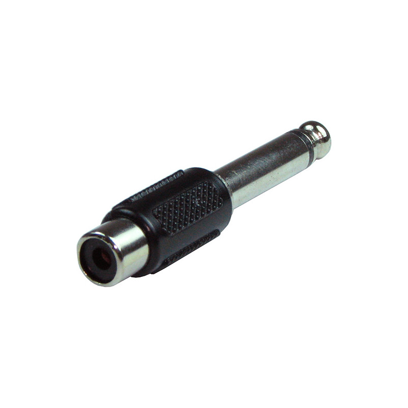 CONVERTIDOR PLÁSTICO 1 JACK RCA A UN PLUG 6.35mm MONOFÓNICO.
