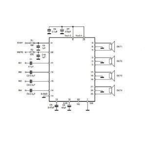 TDA7388 AMPLIFICADOR AUDIO CON PUENTE CUÁDRUPLE  DE 4V 45 W